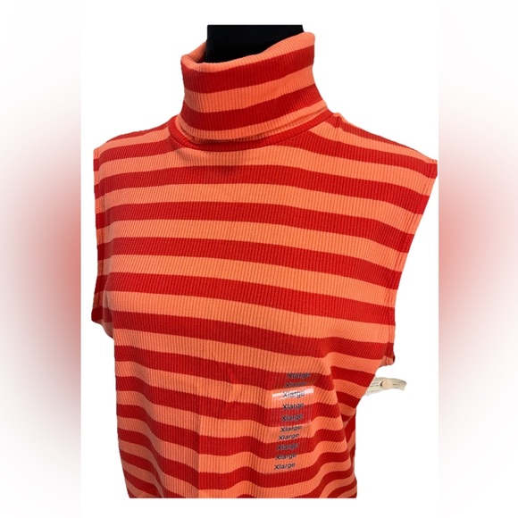 🆕St John’s bay ladies NWT red orange striped sleeveless ribbed pullover size XL - Picture 5 of 10